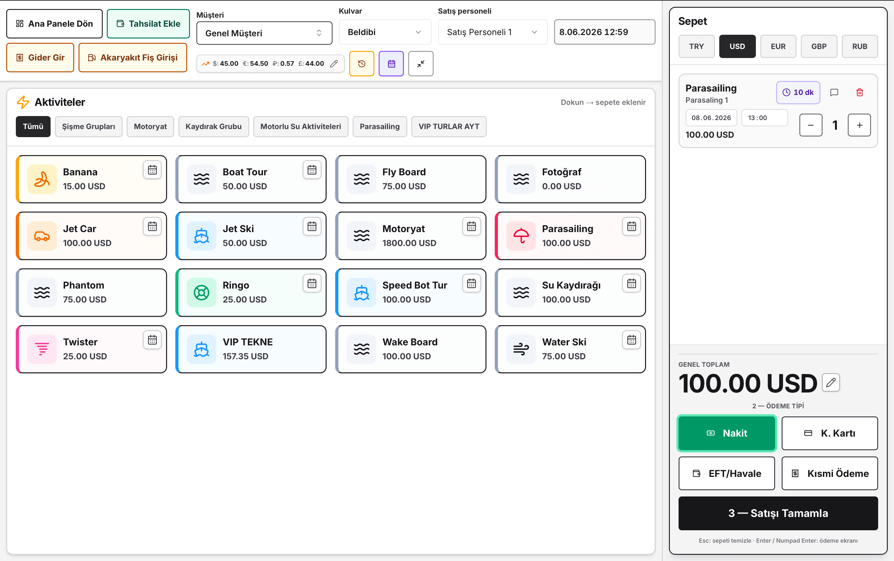 Jetkulvar Su Sporları Yönetim Yazılımı Dashboard Önizlemesi